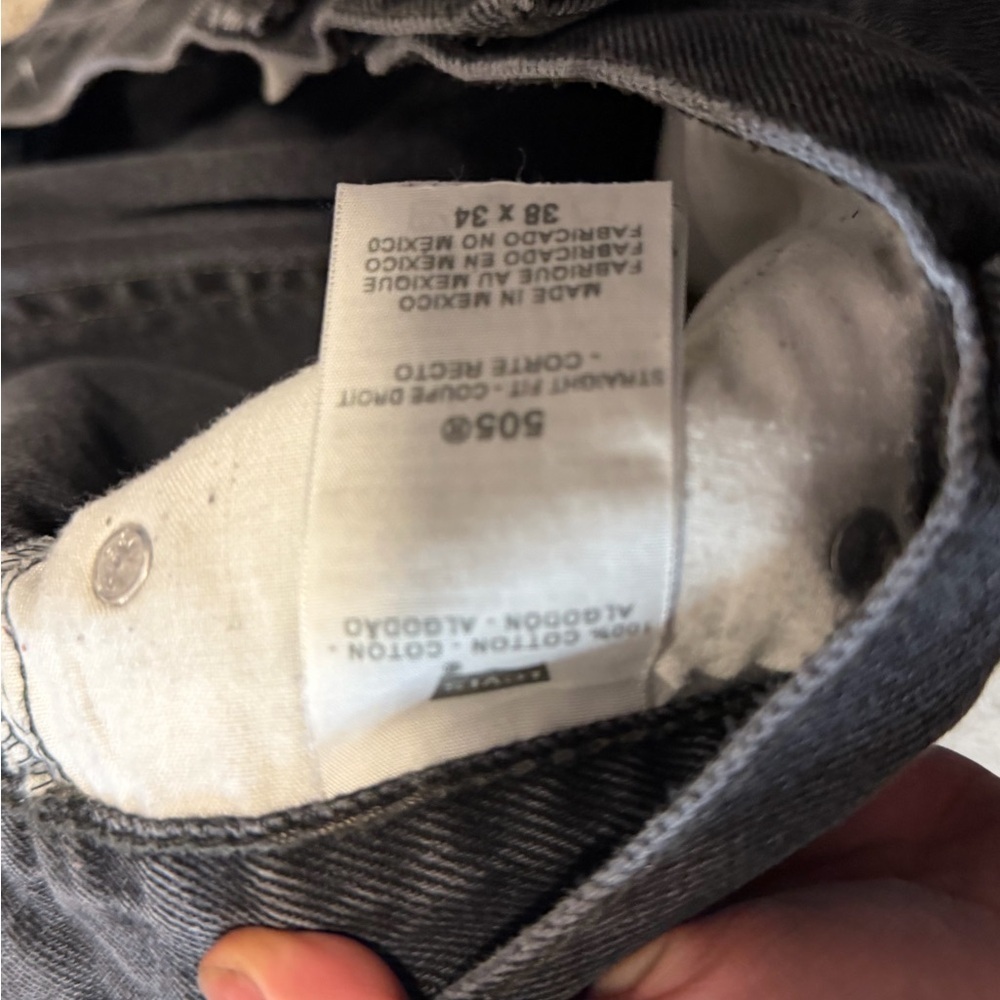 Levi’s 505 Black Straight Leg Jeans Men’s 38x34 – Classic Fit- Faded Black - Picture 7 of 10